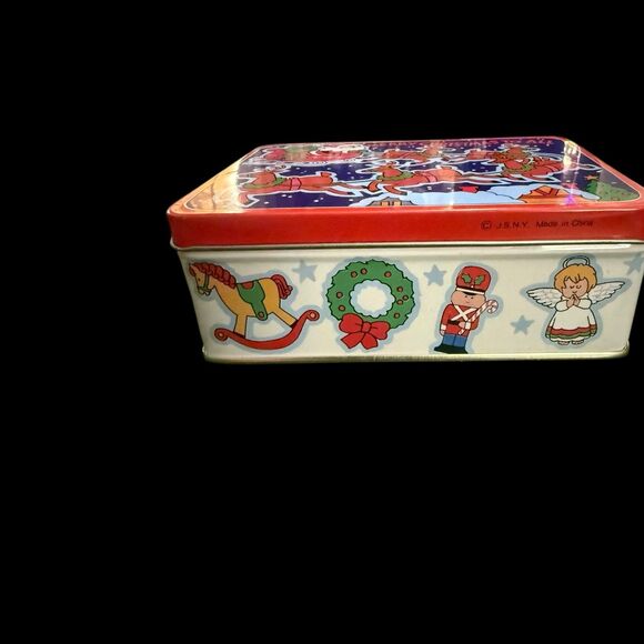 J.S.N.Y. Christmas Tin with Holiday Refrigerator Magnets Set Vintage Style NOS - Picture 5 of 8